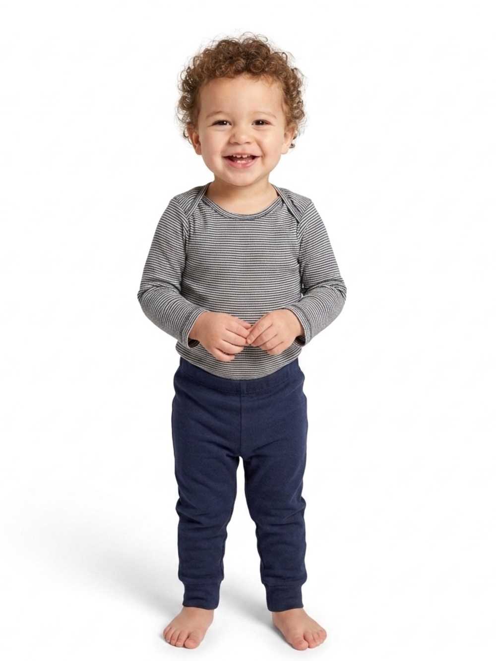 🎉 (12m) Carter’s Striped Bodysuit + Navy Blue Joggers with Dinosaur on Bum
